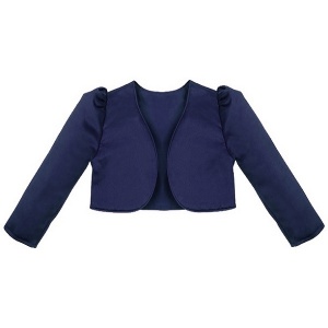 Girls Navy Blue Satin Long Sleeved Bolero